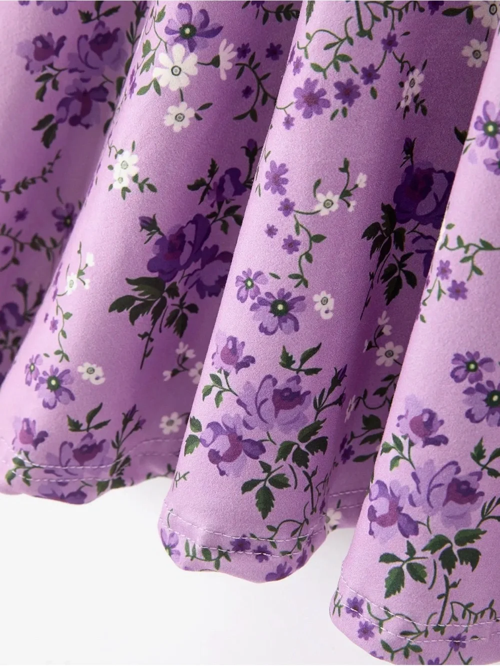 Rylee Faith Fall Lavender Floral Print Girls Long Sleeve Twirl Sleeve